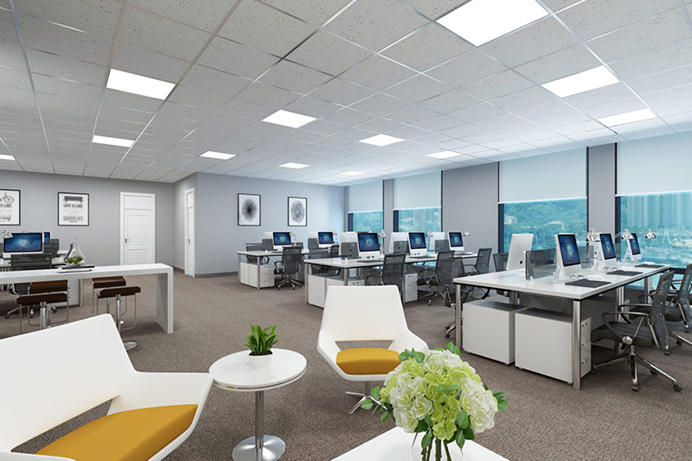 Grid ceiling by Zau Interiors, a versatile and stylish way to finish an office ceiling