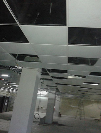 Image of a grid ceiling installed by Zau Interiors