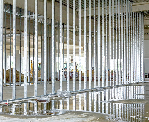 Image of a gypsum partition installed by Zau Interiors