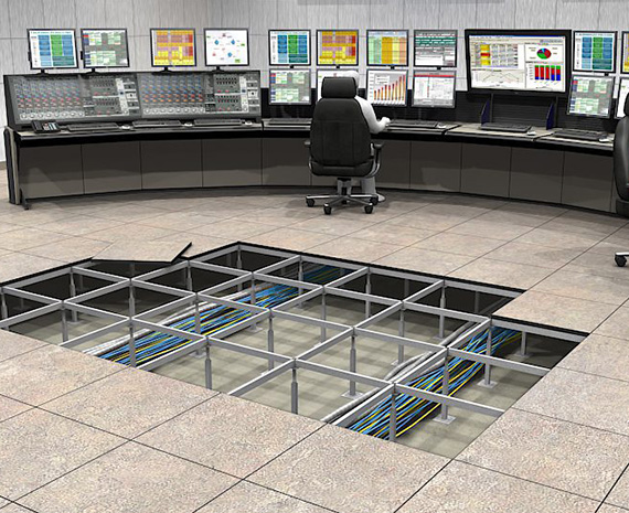 Image of a raised access floor installed by Zau Interiors
